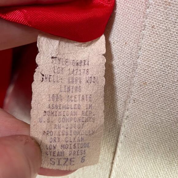 Vintage 90s Fundamental Things Petites Red Wool Double Breasted Blazer Jacket 6 - Picture 11 of 11